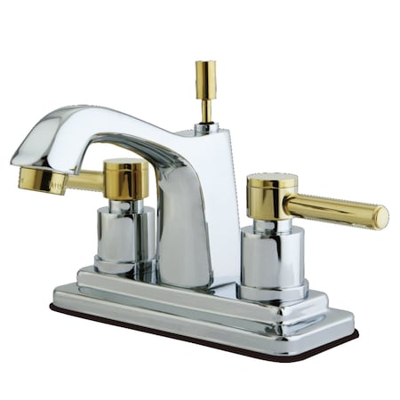 Kingston Brass KS8644DL 4" Centerset Bathroom Faucet, Polished Chrome/Polished Brass KS8644DL